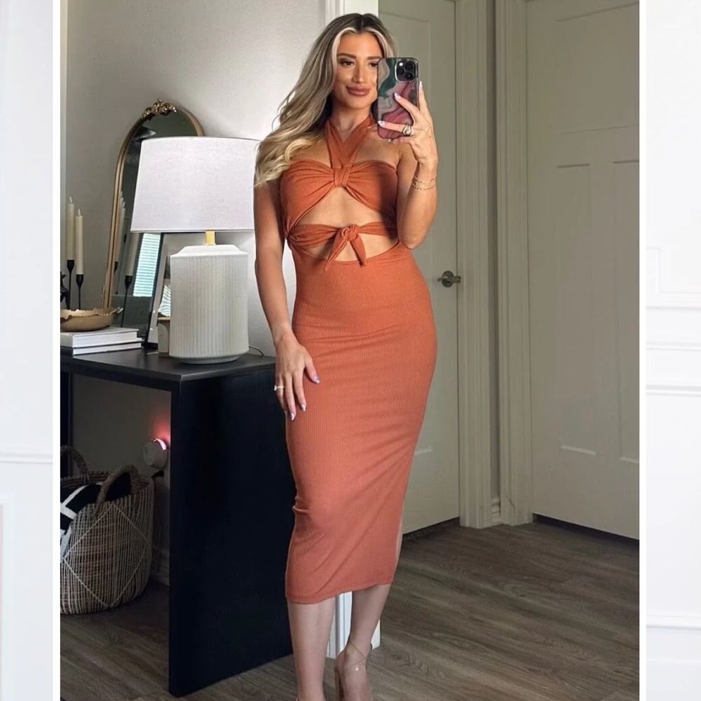 Rust Midi Dress
